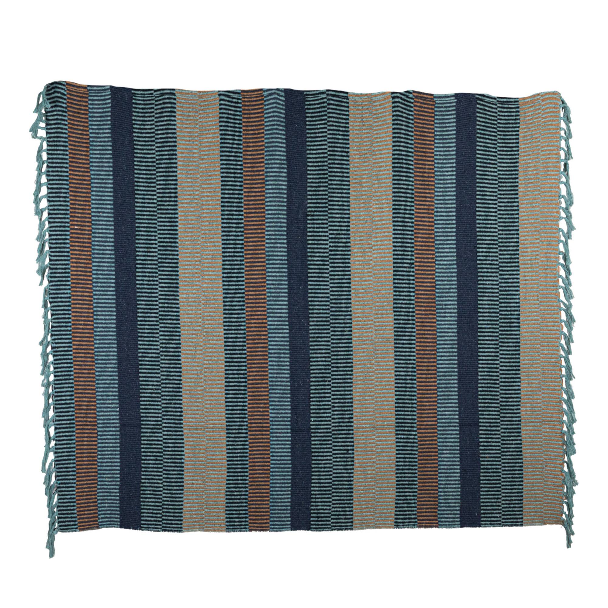 Hello Honey® Blue & Cream Striped Cotton Blend Throw with Fringe